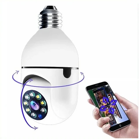 Cámara de Seguridad 360° WiFi, Tipo Ampolleta (Foco)