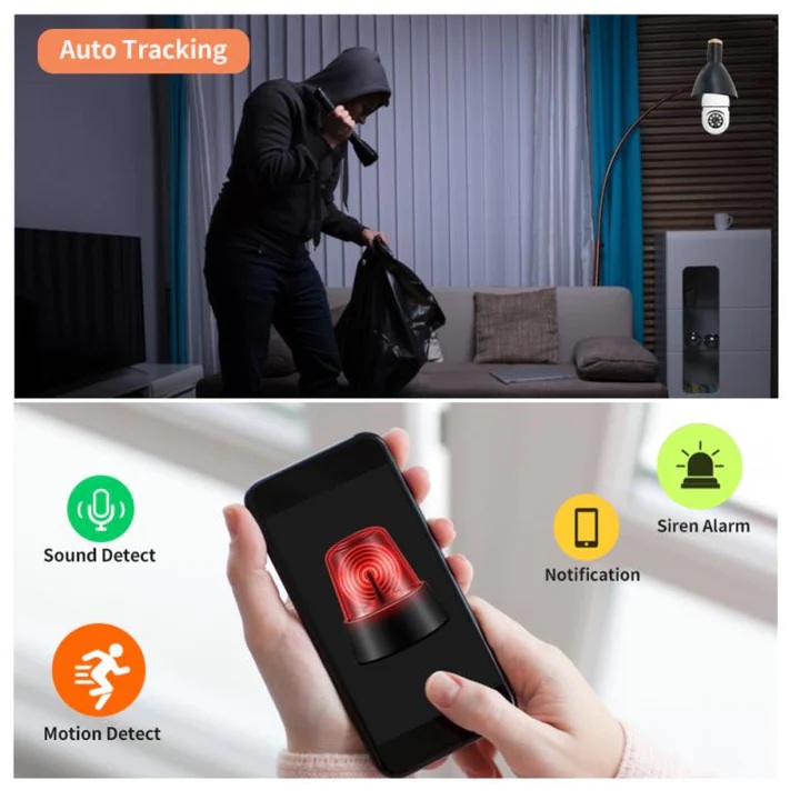 Cámara de Seguridad 360° WiFi, Tipo Ampolleta (Foco) - Imagen 2