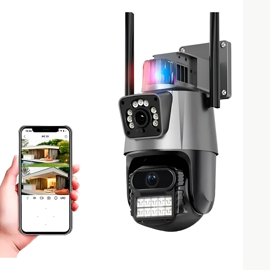 Cámara de Vigilancia Exterior Doble Lente — Seguridad Total con Tecnología Inteligente